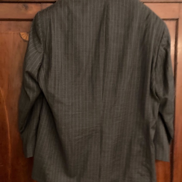 Ralph Lauren Chaps men gray pinstripe jacket wool peak lapels two inside pockets - Picture 2 of 9